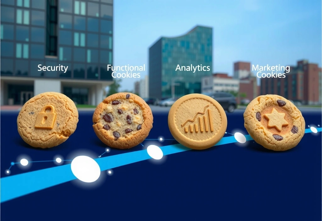Digital data visualization showing different types of cookies